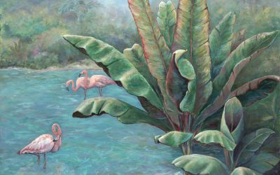 Flamingo Surprise – Original Oil Painting 24″ x 24″